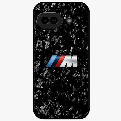 Carbon Speed Mark Glass Case showing flat back view with sporty carbon pattern artwork and glossy glass finish.