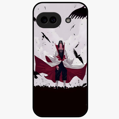 Crimson Crow Ascension Glass Case showing flat back view with mystical crow artwork and glossy glass finish.