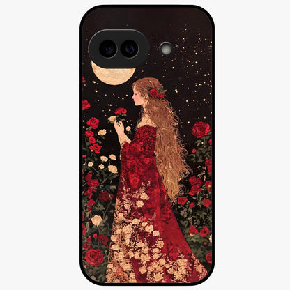 Crimson Dreams Glass Case showing flat back view with dreamy crimson artwork and glossy glass finish.
