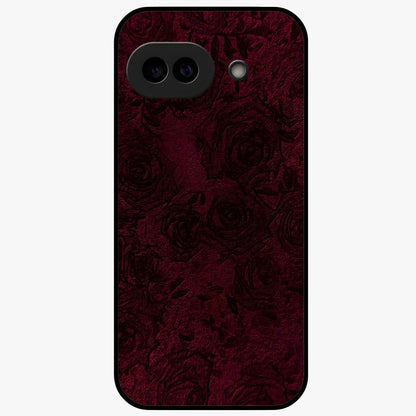 Crimson Fade Flow Glass Case showing flat back view with flowing crimson gradient artwork and glossy glass finish.