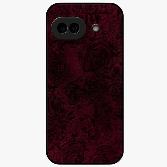 Crimson Fade Flow Glass Case showing flat back view with flowing crimson gradient artwork and glossy glass finish.