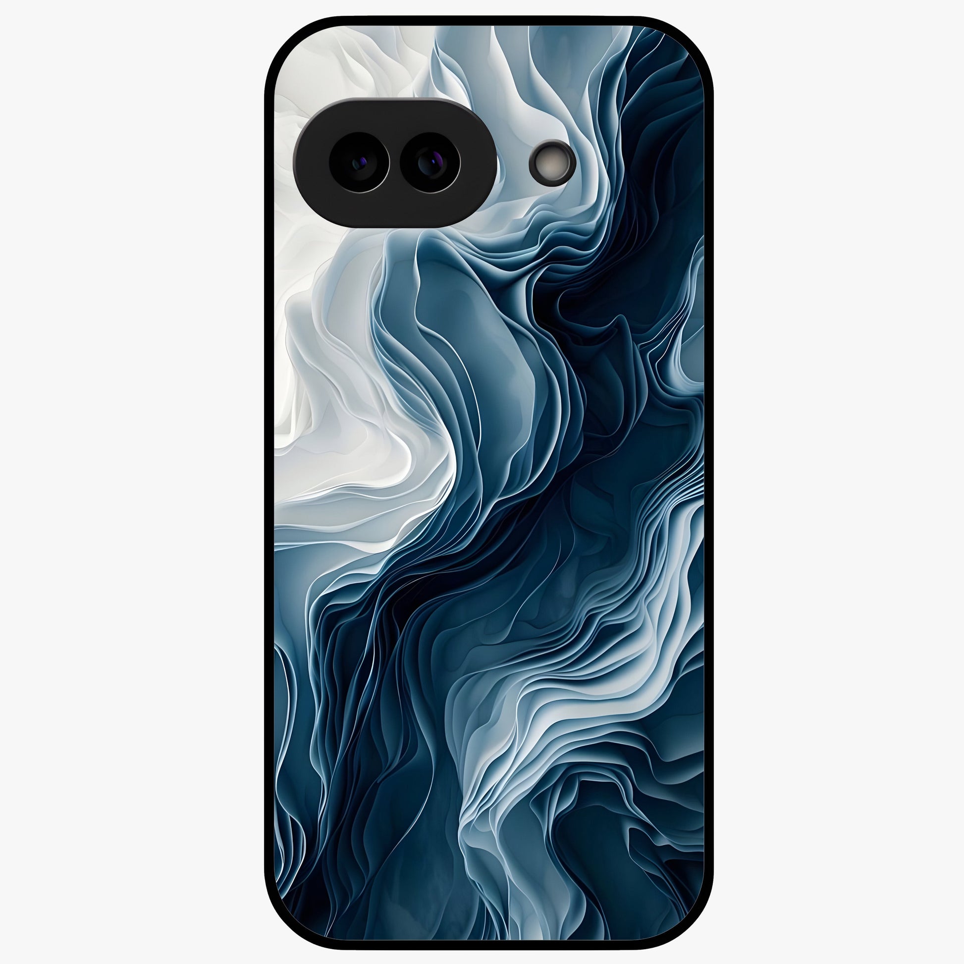Ethereal Paper Marble Glass Case showing flat back view with soft marble paper texture artwork and glossy glass finish.