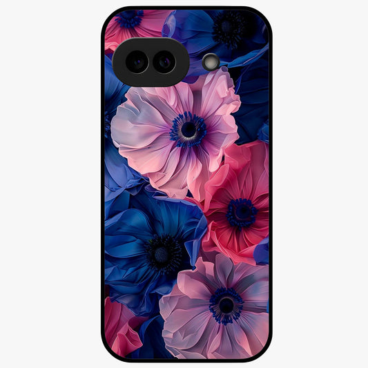 Flower Paper Art Pattern Glass Case showing flat back view with paper cut style floral artwork and glossy glass finish.