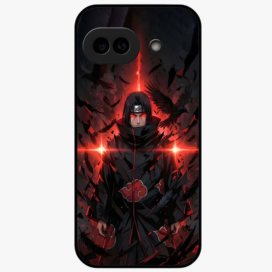 Focused Blade Discipline Glass Case showing flat back view with warrior sword themed artwork and glossy glass finish.