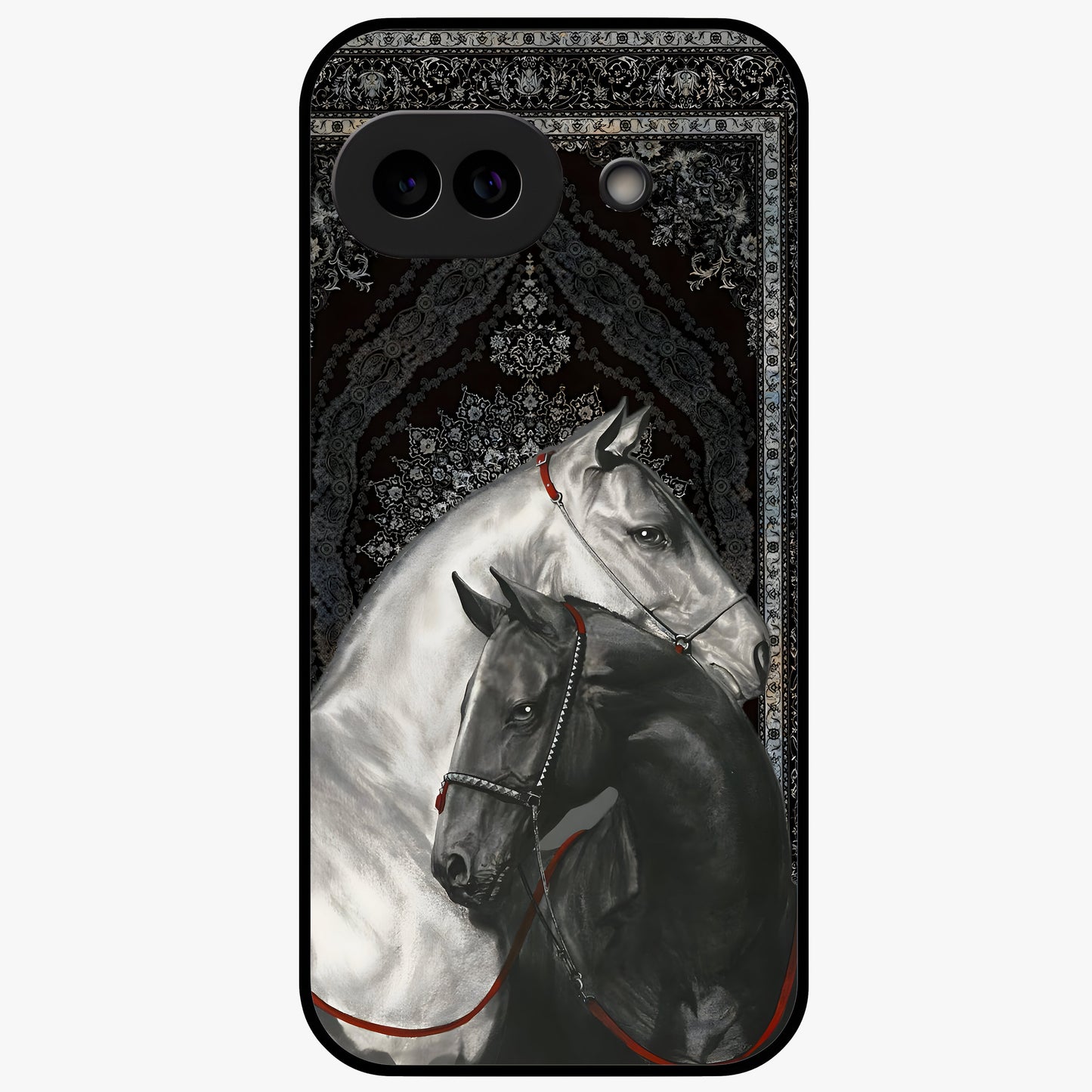 Majestic Ride Legacy Glass Case showing flat back view with powerful automotive inspired artwork and glossy glass finish.