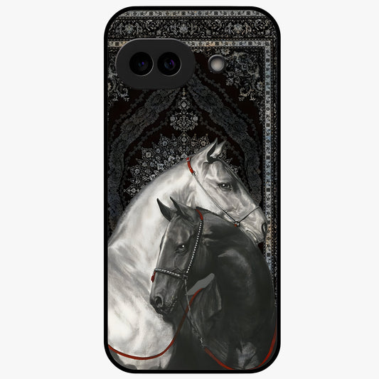 Majestic Ride Legacy Glass Case showing flat back view with powerful automotive inspired artwork and glossy glass finish.