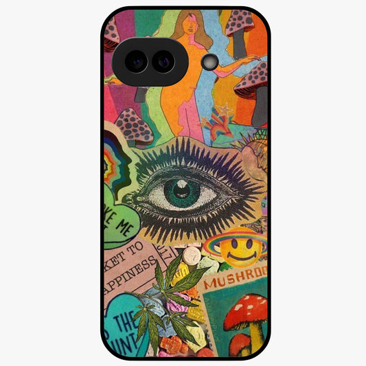 Mystic Eye Wonderland Glass Case showing flat back view with mystical eye themed artwork and glossy glass finish.