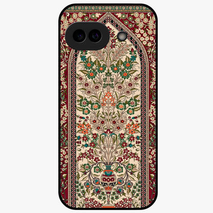 Persian Inspired Glass Case showing flat back view with ornate Persian style pattern artwork and glossy glass finish.