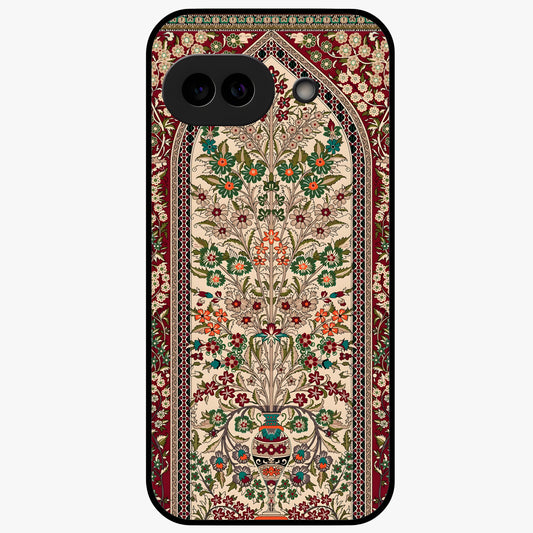 Persian Inspired Glass Case showing flat back view with ornate Persian style pattern artwork and glossy glass finish.