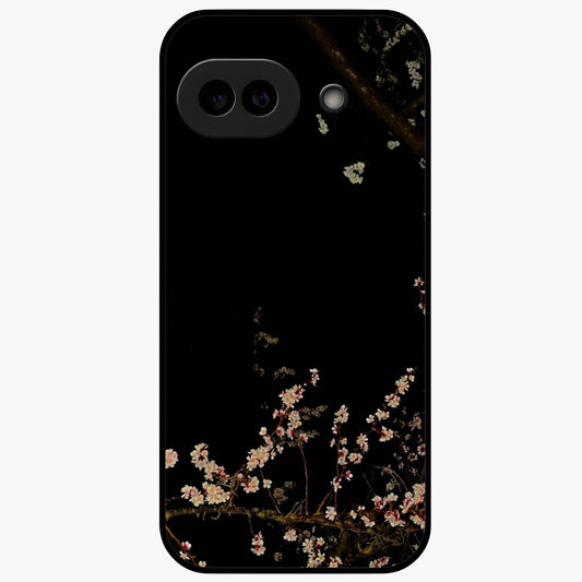 Petal Moon Light With Custom Name Glass Case showing flat back view with floral moonlight artwork and personalized name design.