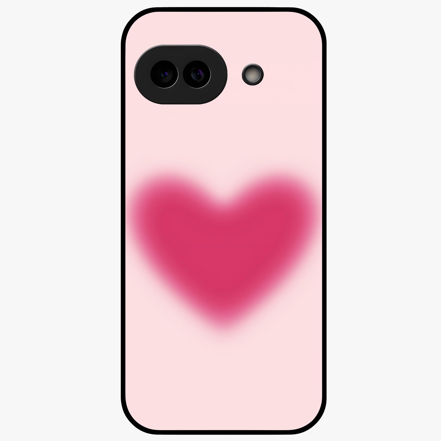 Pink Aura Heart Glass Case showing flat back view with glowing heart artwork and glossy glass finish.