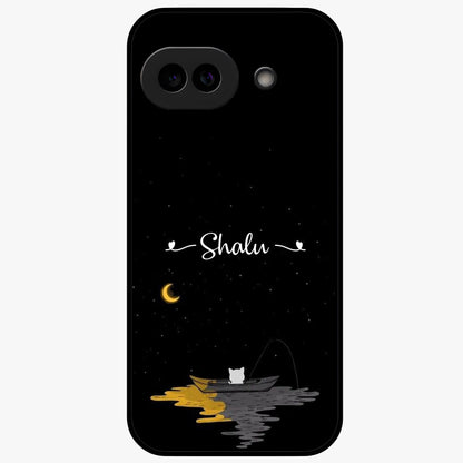Silent Night Row Glass Case showing flat back view with calm night themed artwork and glossy glass finish.