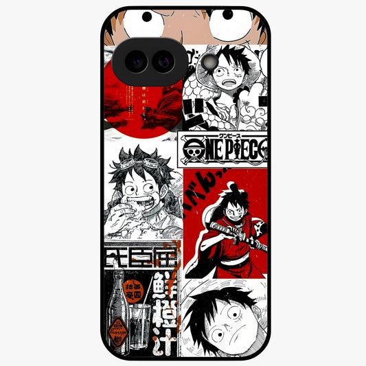 Strawhat Chaos Panels Glass Case showing flat back view with anime inspired chaos panel artwork and glossy glass finish.