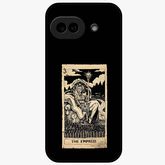 The Empress Glass Case showing flat back view with regal feminine artwork and glossy glass finish.