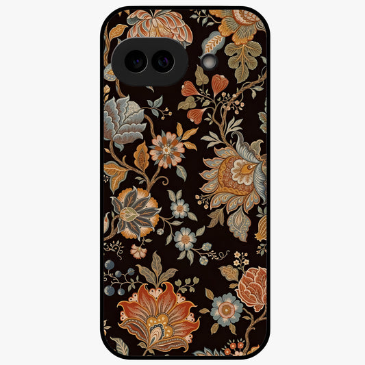 Vintage Floral Dream Glass Case showing flat back view with classic floral artwork and glossy glass finish.