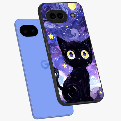 Abstract Cat Art Glass Case displayed in angled mockup highlighting modern abstract cat artwork and sleek glass surface.