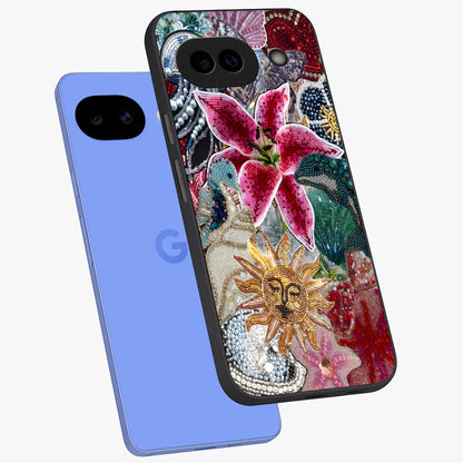 Beaded Garden Fantasy Glass Case displayed in angled mockup highlighting fantasy inspired floral bead pattern.