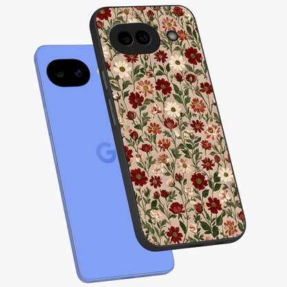 Biege Flower With Leaf Glass Case displayed in angled mockup highlighting minimal floral leaf design and elegant aesthetic.