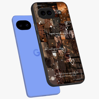 Bittersweet Aesthetic Chaos Glass Case displayed in angled mockup highlighting expressive abstract artwork and edgy aesthetic theme.