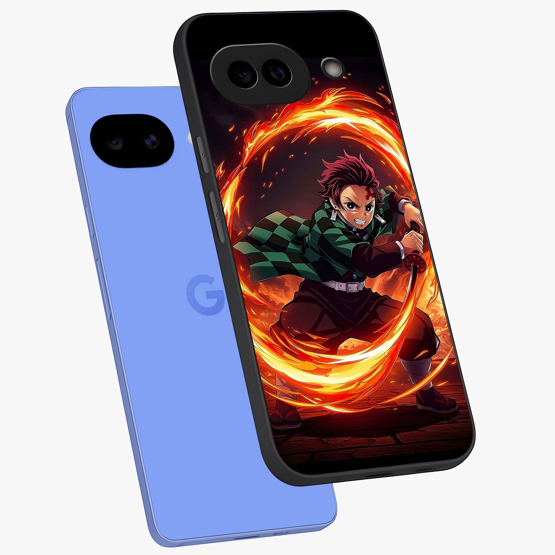 Blazing Sword Resolve Glass Case displayed in angled mockup highlighting powerful sword illustration and bold fantasy theme.