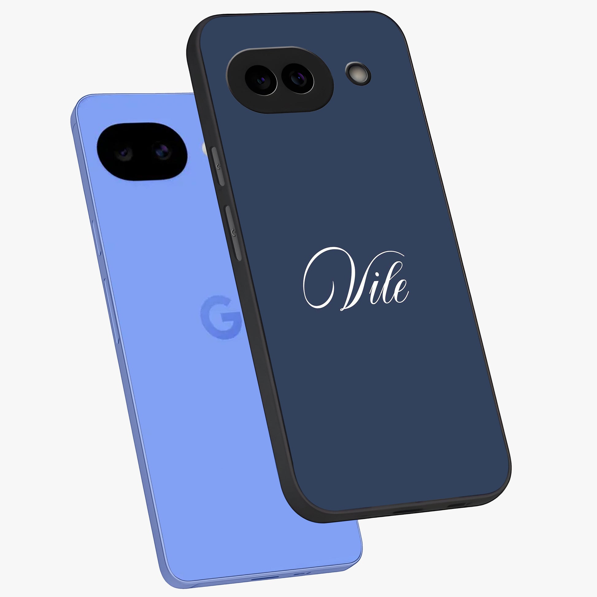 Blue Vintage Floral Pattern Glass Case showing flat back view with elegant vintage floral artwork and glossy glass finish.