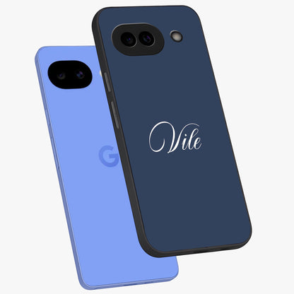 Blue Vintage Floral Pattern Glass Case showing flat back view with elegant vintage floral artwork and glossy glass finish.