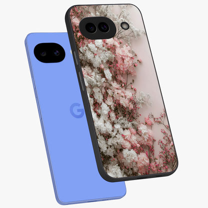 Blush Blossom Cloud Glass Case displayed in angled mockup highlighting soft cloud and blossom design with pastel aesthetic.
