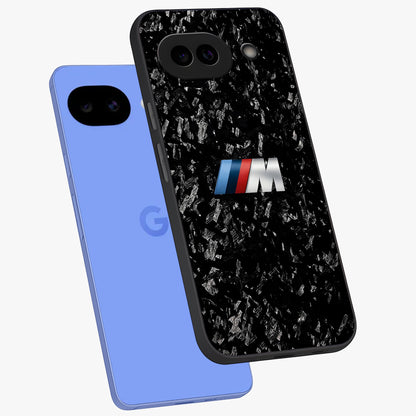 Carbon Speed Mark Glass Case displayed in angled mockup highlighting racing inspired carbon design and sleek aesthetic style.