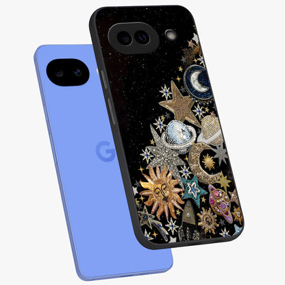 Cosmic Sparkle Dreams Glass Case displayed in angled mockup highlighting dreamy star sparkle design with celestial aesthetic.