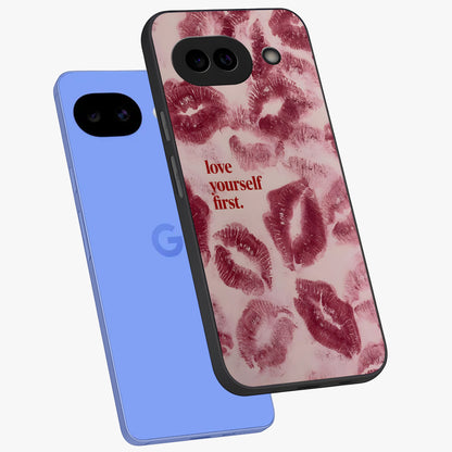 Crimson Kiss Love Glass Case displayed in angled mockup highlighting bold love inspired design with modern aesthetic style.