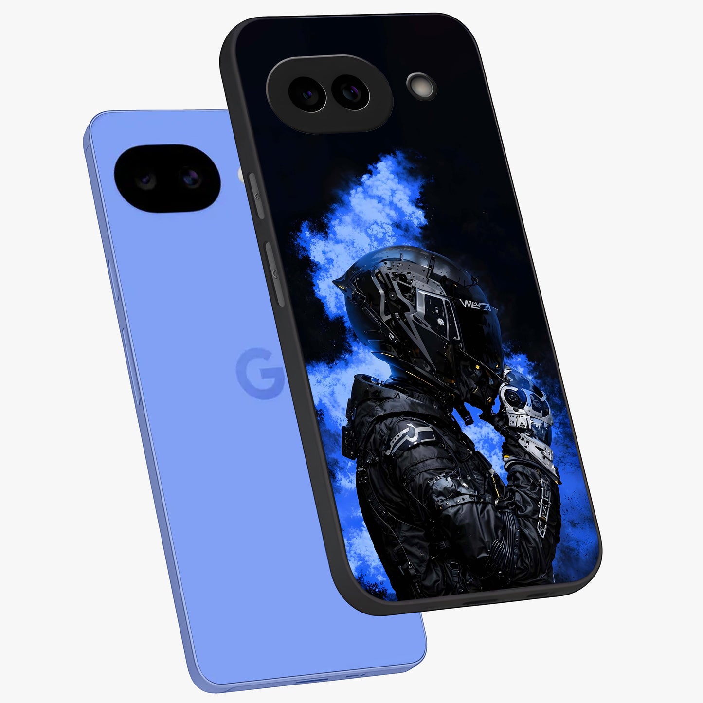 Cyber Sentinel Protocol Glass Case displayed in angled mockup highlighting digital cyber design with sci-fi aesthetic style.