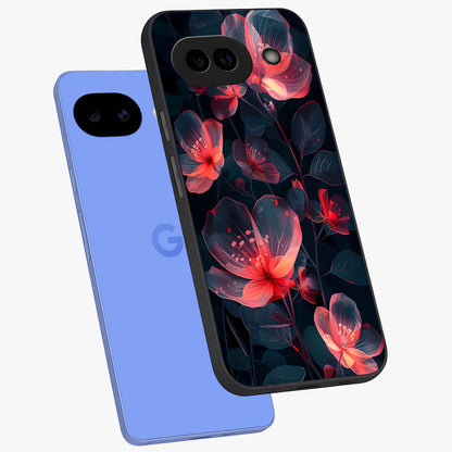 Dark Shade of Flower Glass Case displayed in angled mockup highlighting moody floral illustration with aesthetic dark tones.