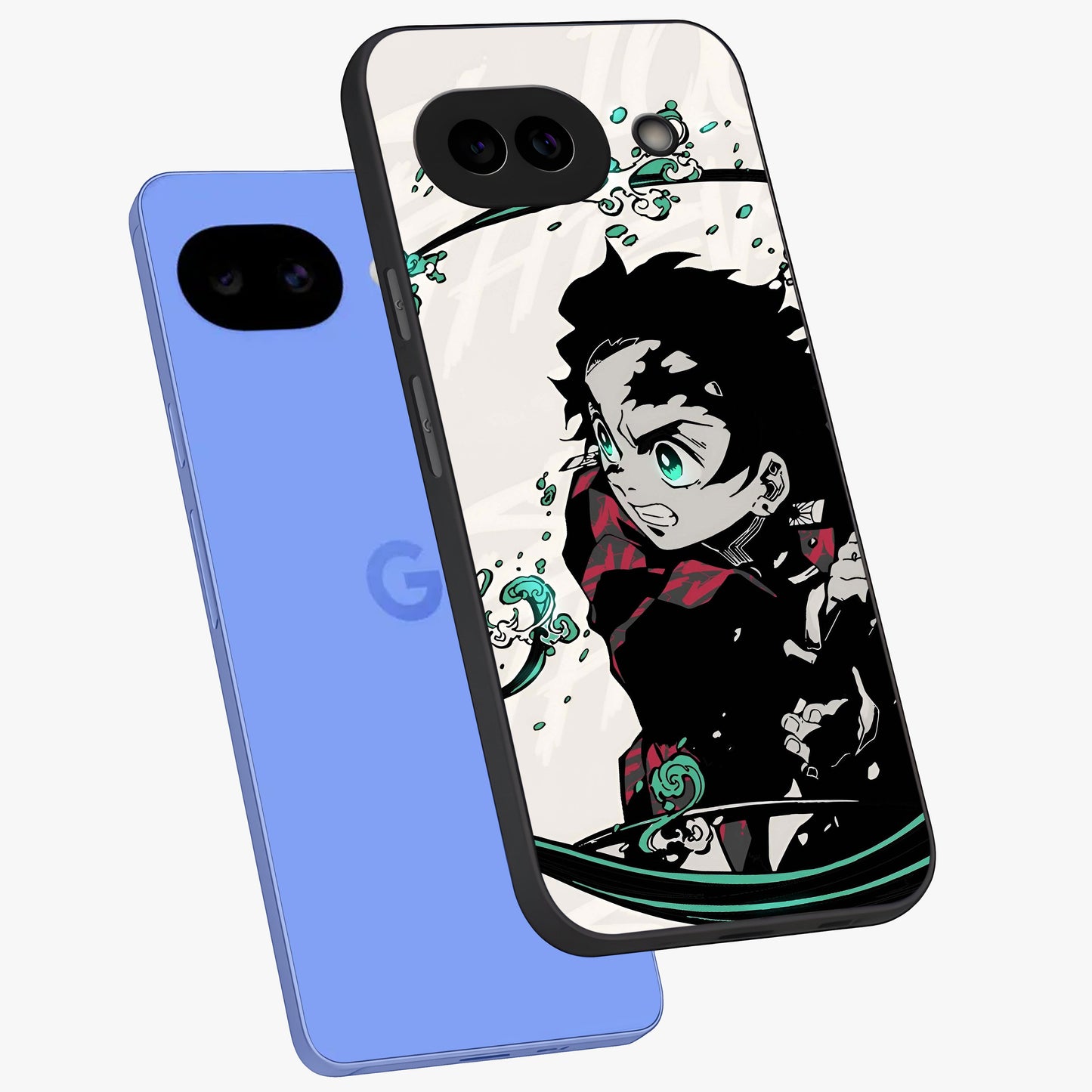 Demon Slayer Glass Case displayed in angled mockup highlighting dramatic anime character design with action aesthetic.