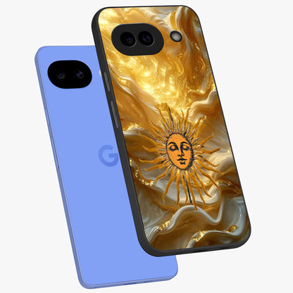 Eternal Golden Glow Glass Case displayed in angled mockup highlighting glowing golden aesthetic design with elegant style.