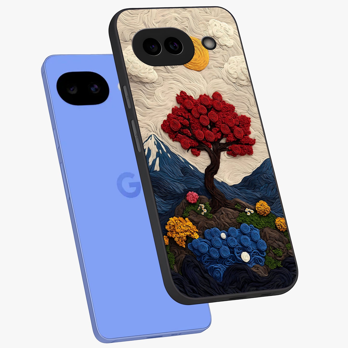 Eternal Nature Tapestry Glass Case displayed in angled mockup highlighting detailed botanical pattern with artistic aesthetic.