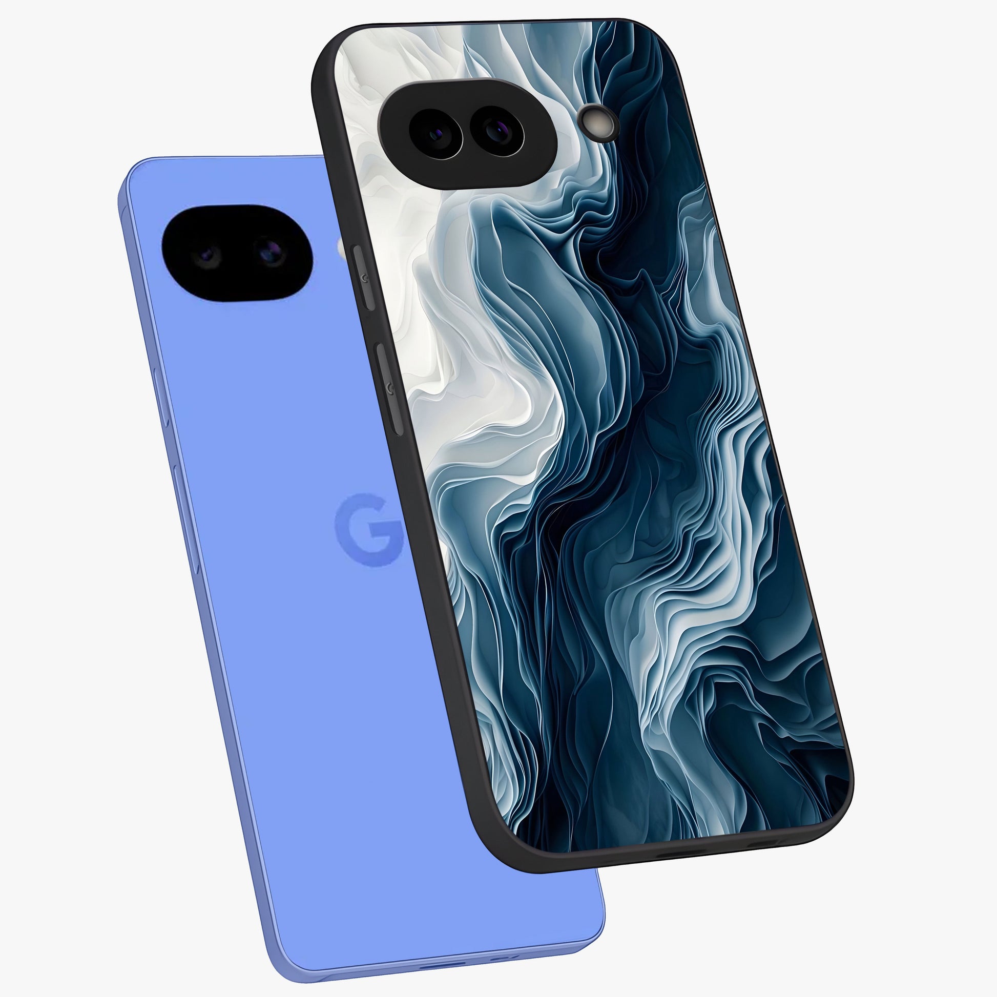 Ethereal Paper Marble Glass Case displayed in angled mockup highlighting elegant marble pattern with modern aesthetic style.