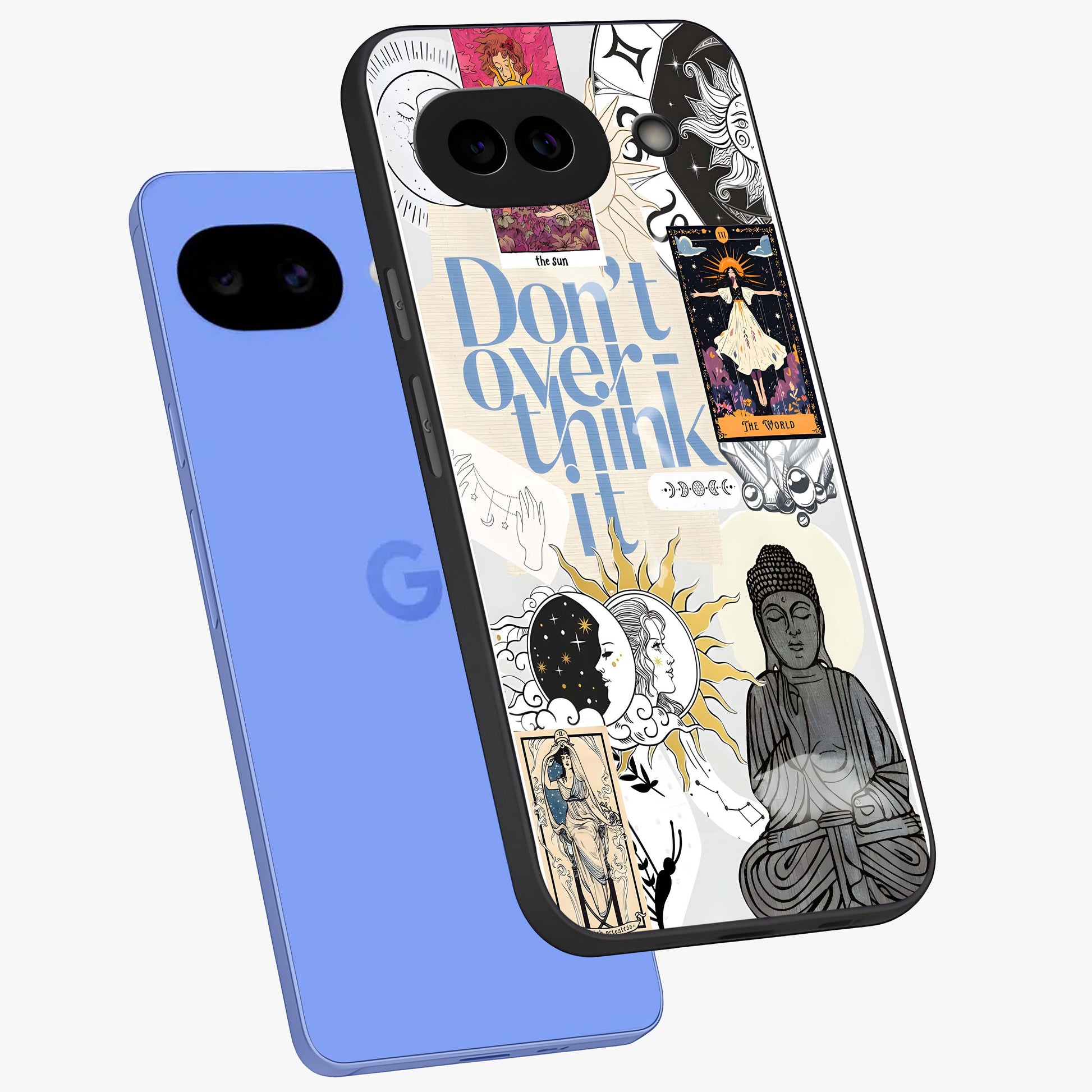 Ethereal Thoughts Glass Case displayed in angled mockup highlighting soft abstract design with calm ethereal aesthetic.