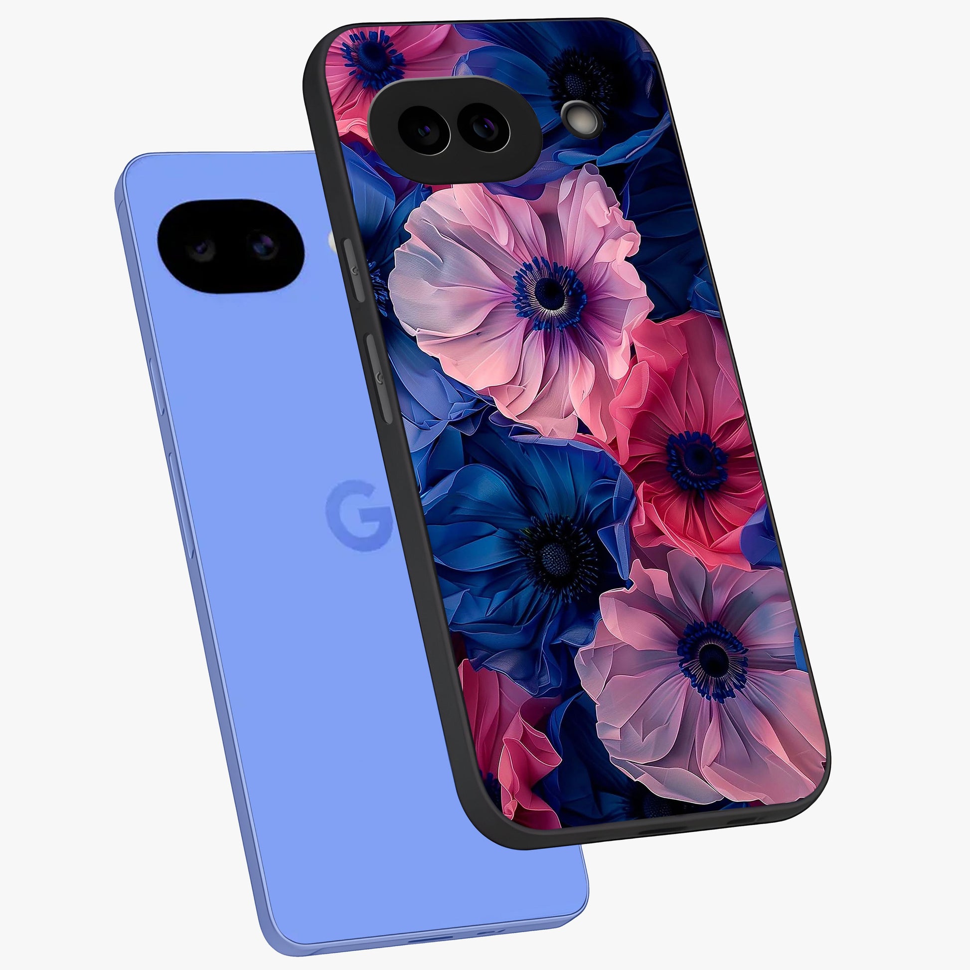 Flower Paper Art Pattern Glass Case displayed in angled mockup highlighting layered paper flower design with artistic aesthetic.