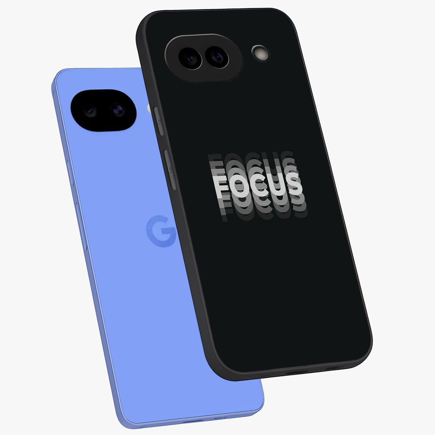 Focus Mode On Glass Case displayed in angled mockup highlighting clean minimal text artwork with modern aesthetic style.