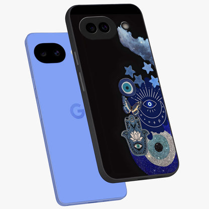 Galactic Charm Cluster Glass Case displayed in angled mockup highlighting luminous galaxy inspired design with dreamy aesthetic.