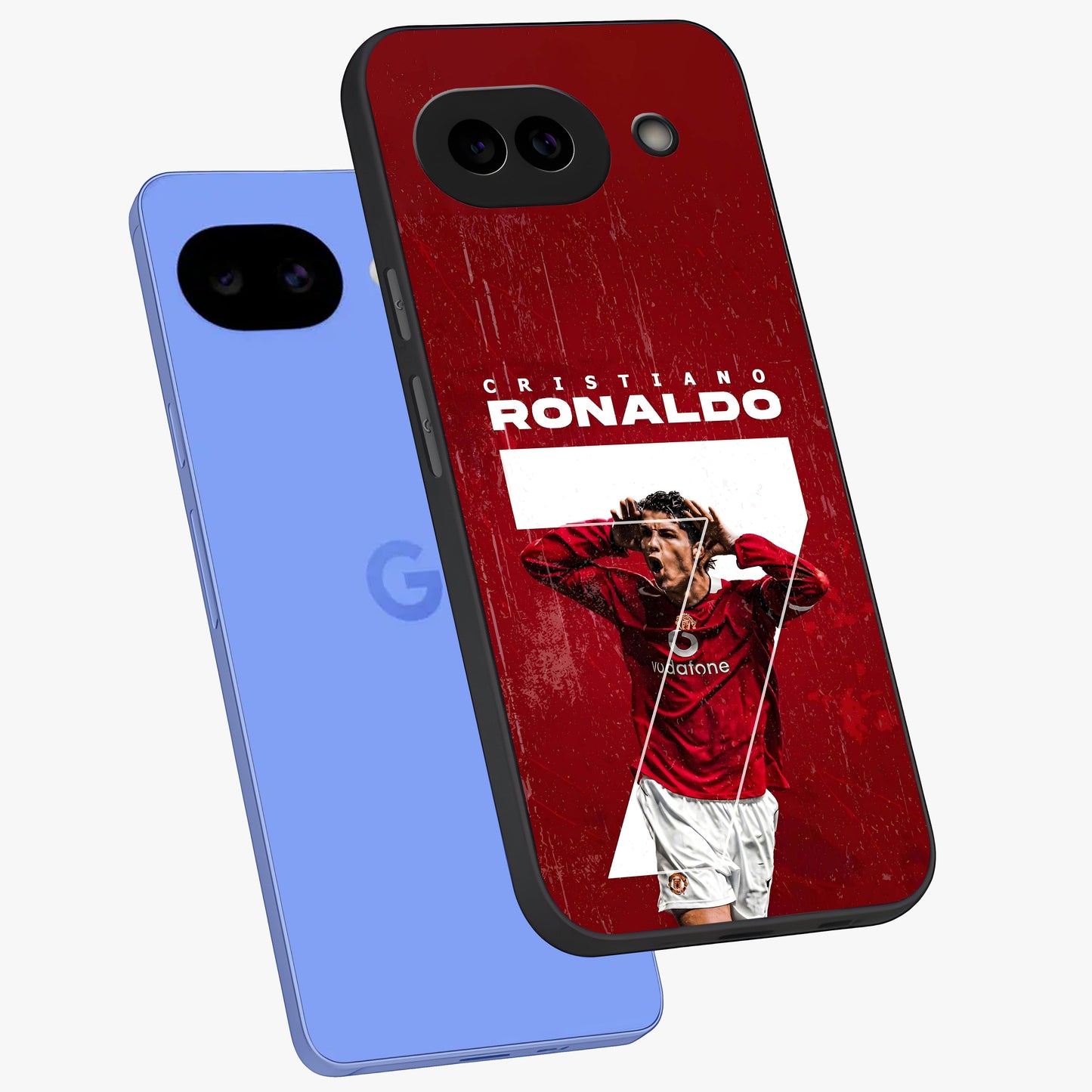 Goal Celebration Legacy Glass Case displayed in angled mockup highlighting energetic sports celebration design with bold athletic theme.