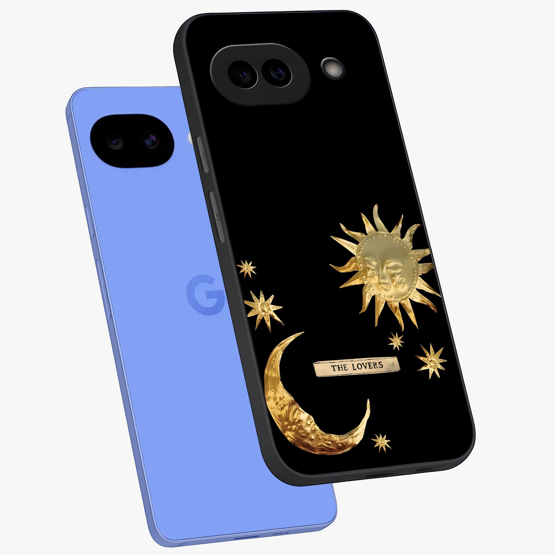 Gold Sun Blush Glass Case displayed in angled mockup highlighting radiant sun design with warm golden aesthetic.