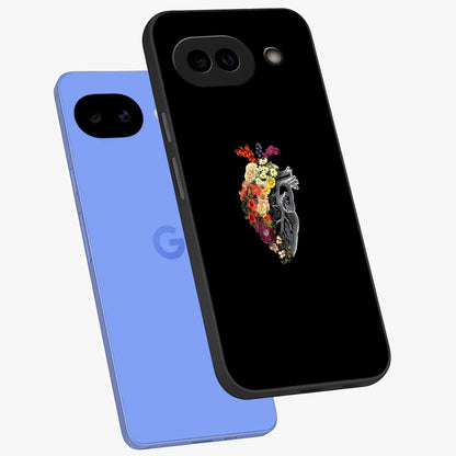 Heart With Flowers Glass Case displayed in angled mockup highlighting romantic flower design with soft aesthetic style.