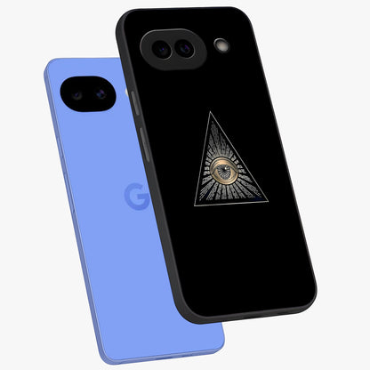 Illuminati Evil Glass Case displayed in angled mockup highlighting dark occult inspired design with bold aesthetic style.