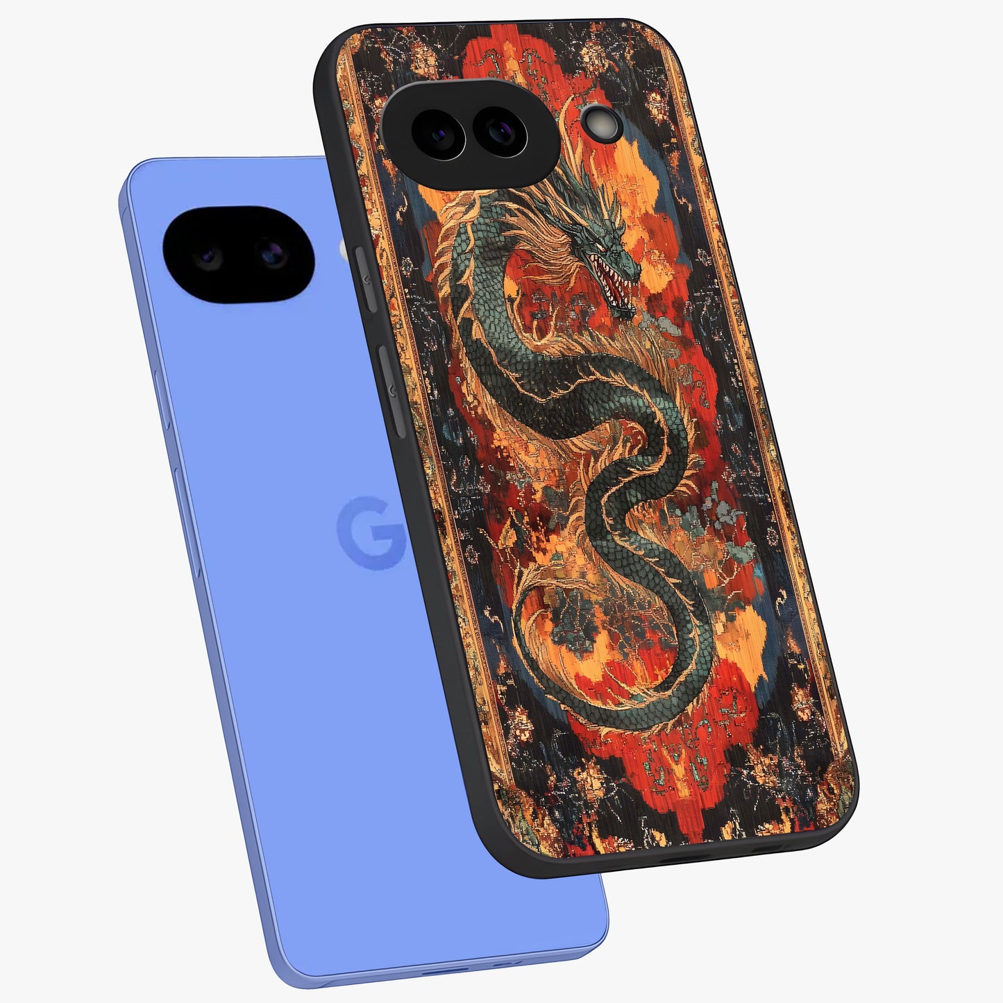 Inferno Dragon Soul Glass Case displayed in angled mockup highlighting powerful dragon illustration with inferno aesthetic.