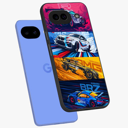 JDM Sports Car Glass Case displayed in angled mockup highlighting sleek Japanese racing car design with automotive aesthetic.