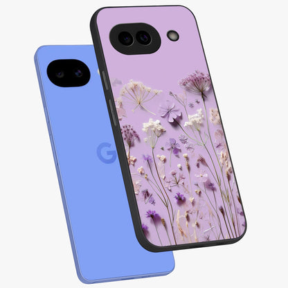 Lavender Blossom Dream Glass Case displayed in angled mockup highlighting dreamy lavender flower design with calming aesthetic style.