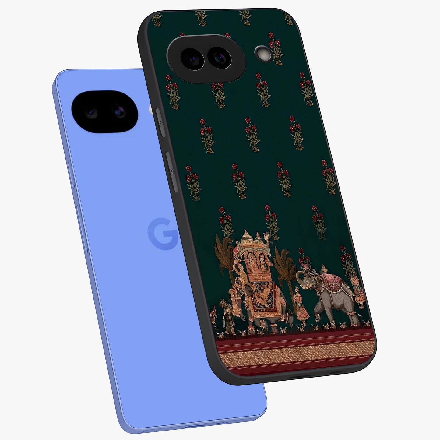 Macmerise Glass Case displayed in angled mockup highlighting trendy graphic design with sleek aesthetic style.