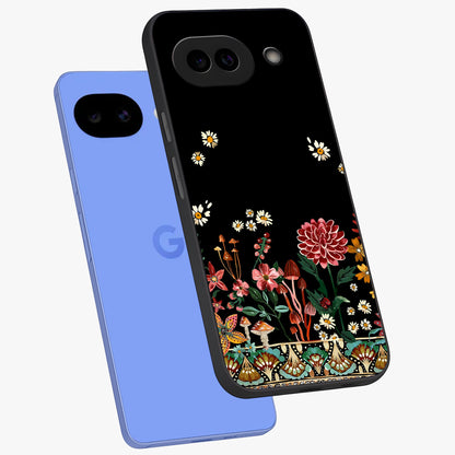 Midnight Bloom Pattern Glass Case displayed in angled mockup highlighting elegant flower design with midnight aesthetic style.