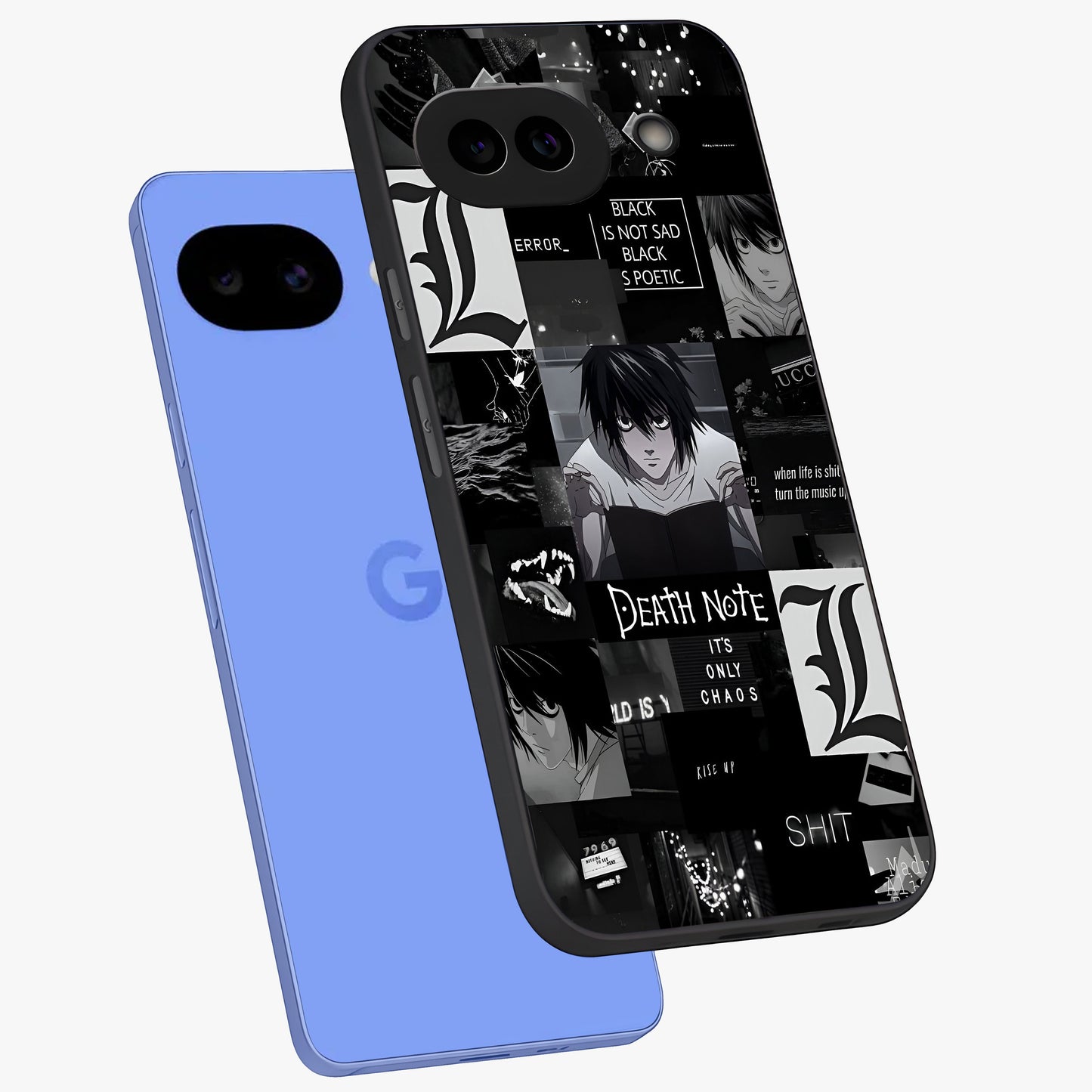 Midnight Chaos Mind Glass Case displayed in angled mockup highlighting chaotic artistic design with dramatic midnight aesthetic.